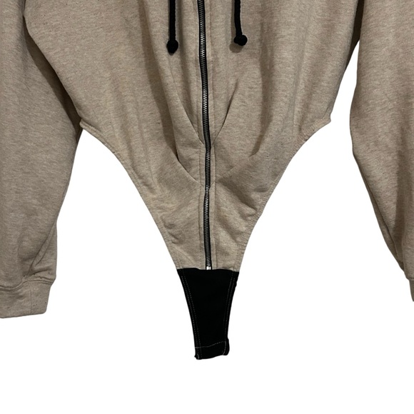 FASHION NOVA NWOT Loungin' Around Hoodie Bodysuit *Oatmeal S - Picture 6 of 13